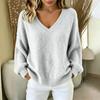 Women's Fashion Color Neck Long Sleeve Loose Fit Pullover Knit Sweater Top