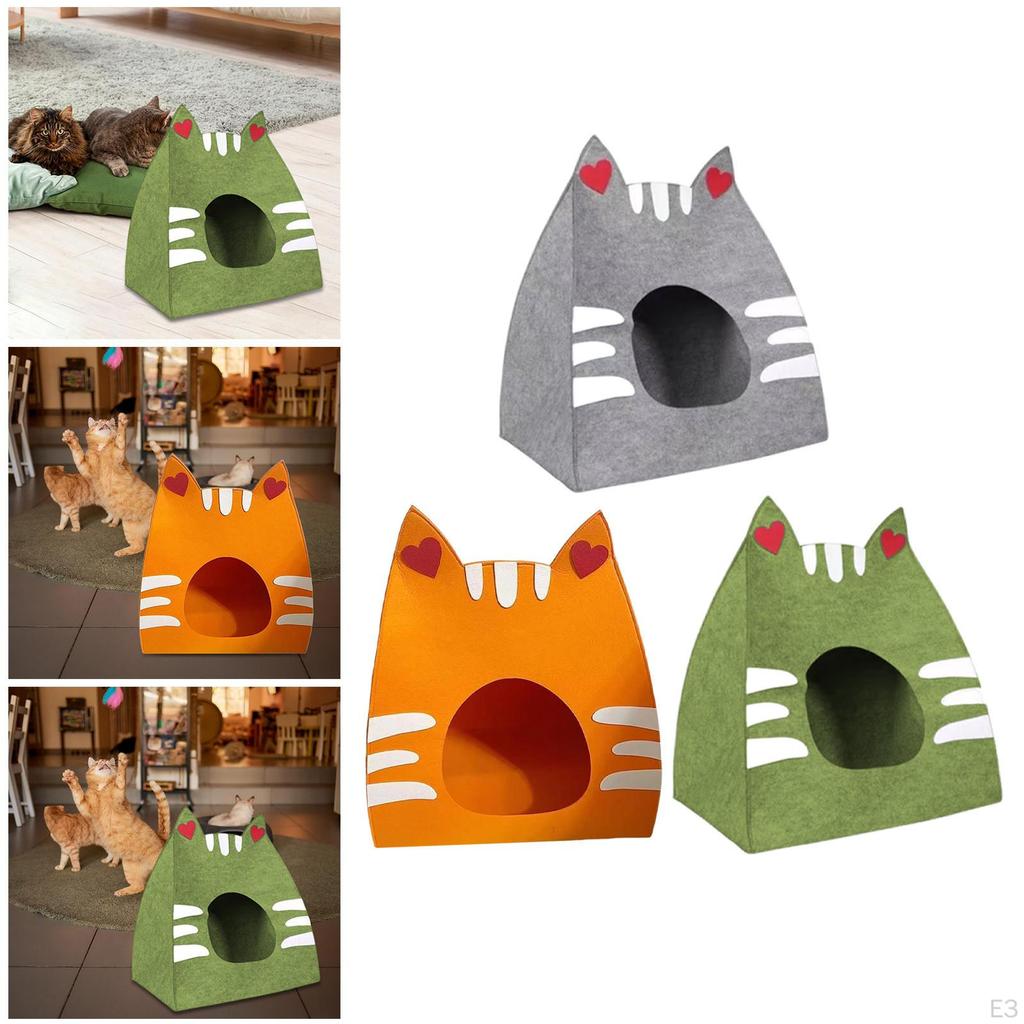 Felt Cat House Scratch Resistance Stable for Indoor Cats Cute Furniture Kitten Bed Hideaway