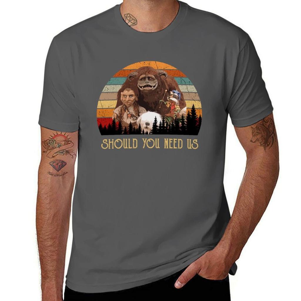 Hoggle Should You Need Us  Labyrinth Vintage  Ludo Labyrinth Tshirt Work Duty Casual Tshirt