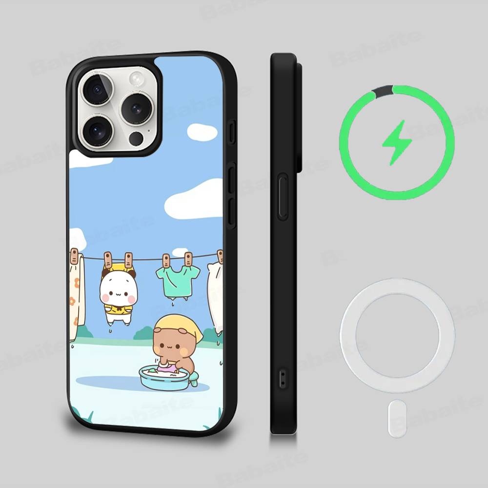 Cute Bubu Dudu Cartoon Black For Magsafe Magnetic Phone Case For IPhone 16 15 17 Pro Max 11 12 13 14 Plus Cover