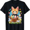 Adorable Easter Kitten with Colorful Eggs and Spring Flowers T-Shirt