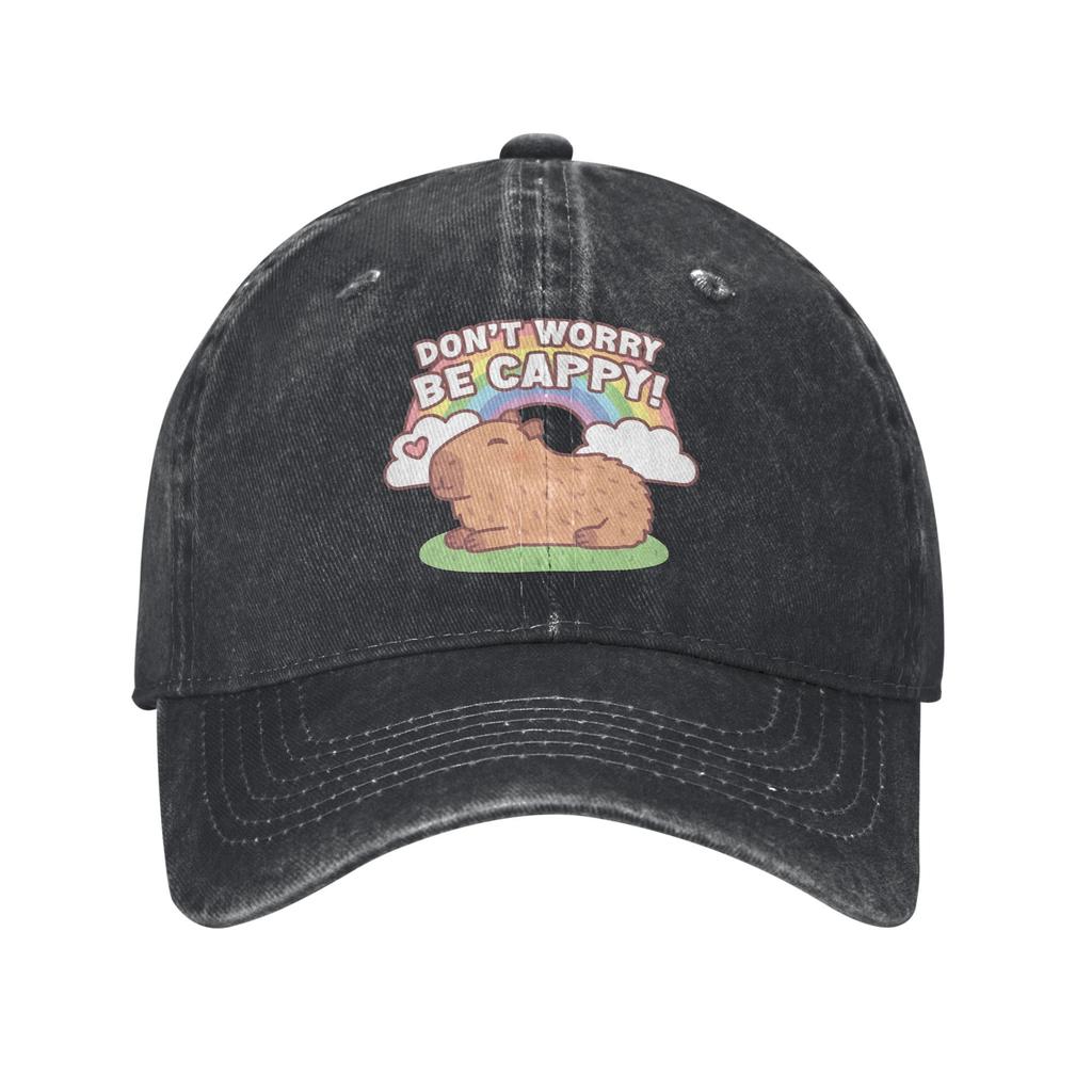 Cute Capybara And Rainbow Casual Baseball Cap For Unisex Summer Dont Worry Be Cappy Tennis Skate Hats Sunscreen Baseball Caps