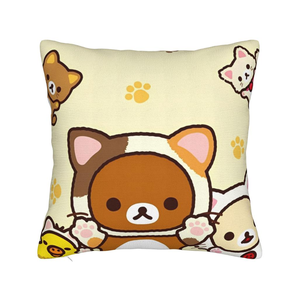 Rilakkumas Cartoon Square Pillow Covers Polyester Home Cushion Cover Funny Decorative Throw Pillow Case 4040