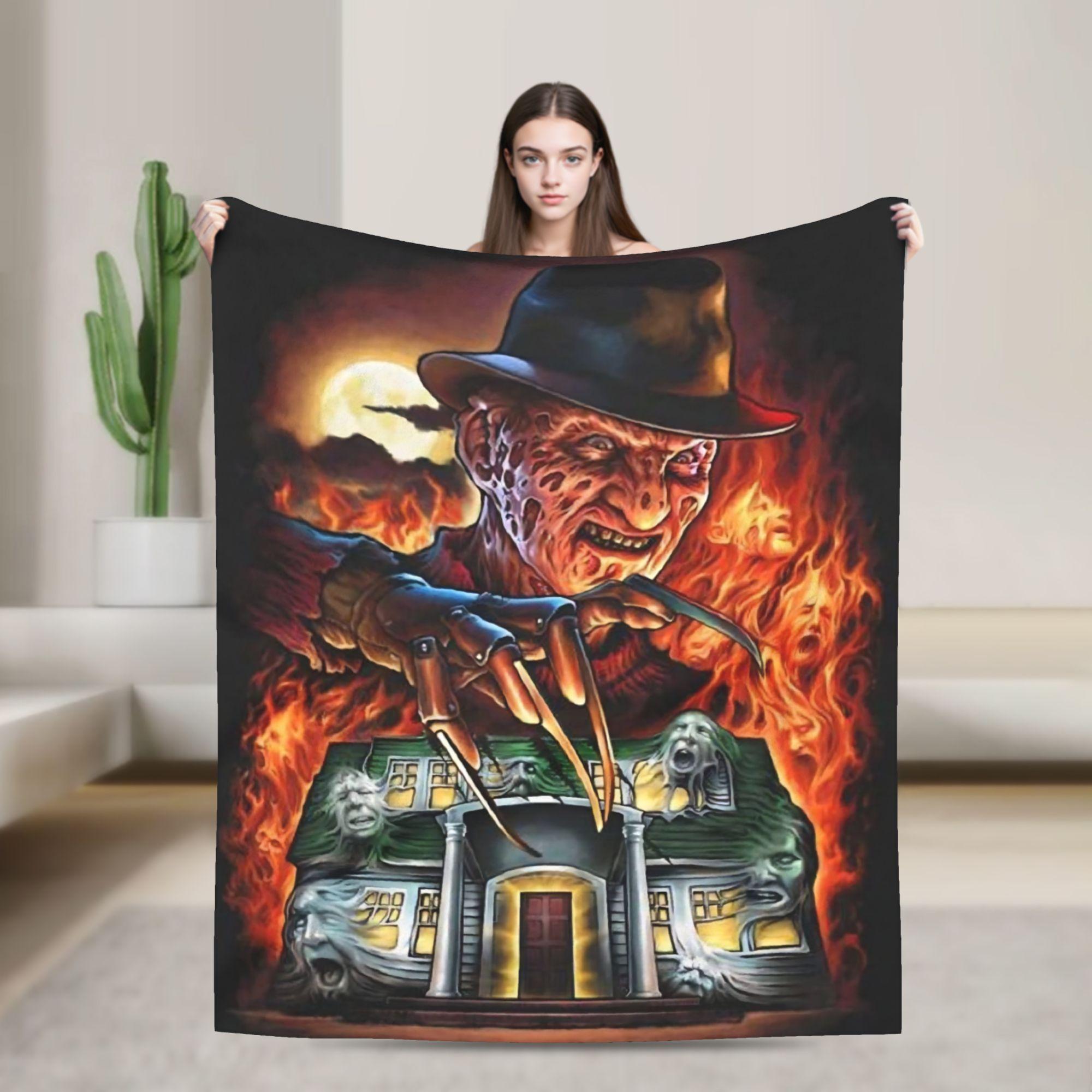 

Freddys Krueger Halloween Art Spooky Retro Horror Blanket Soft Plush Throw Blanket For Couch Chair Picnic Flannel Bedspread Bed 75cmx90cm