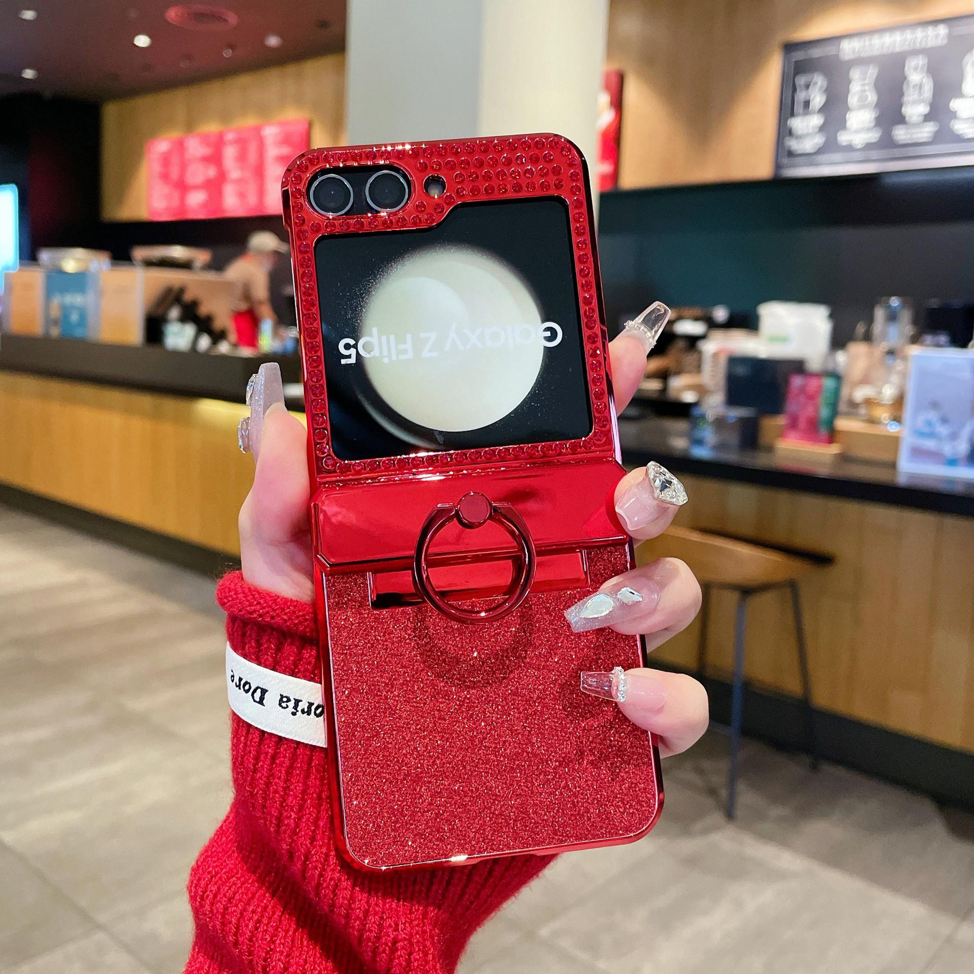 

Новый чехол для мобильного телефона Samsung Zflip6 с блестящим кольцом-держателем, подходит для Zflip5, модный женский, со звездным блеском и бриллиантами Z Flip3