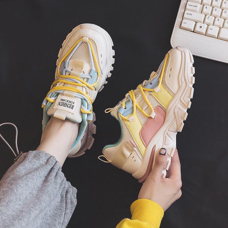 Women's Shoes New Fashion Heightening Mesh Comfortable Shoes Schoolgirl Dad Shoes