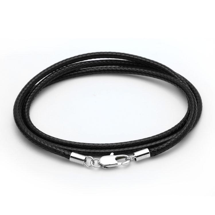 Leather Cord Necklace String Lanyard with Pendant for Men and Women In Black and Red, Waxed Leather Rope.