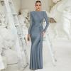 Ženy Večerné šaty Skladaný Uzol Dekor Slim Fit Okrúhly výstrih vzadu Zapínanie na zips po celej dĺžke Svadobná párty Prom Maxi šaty