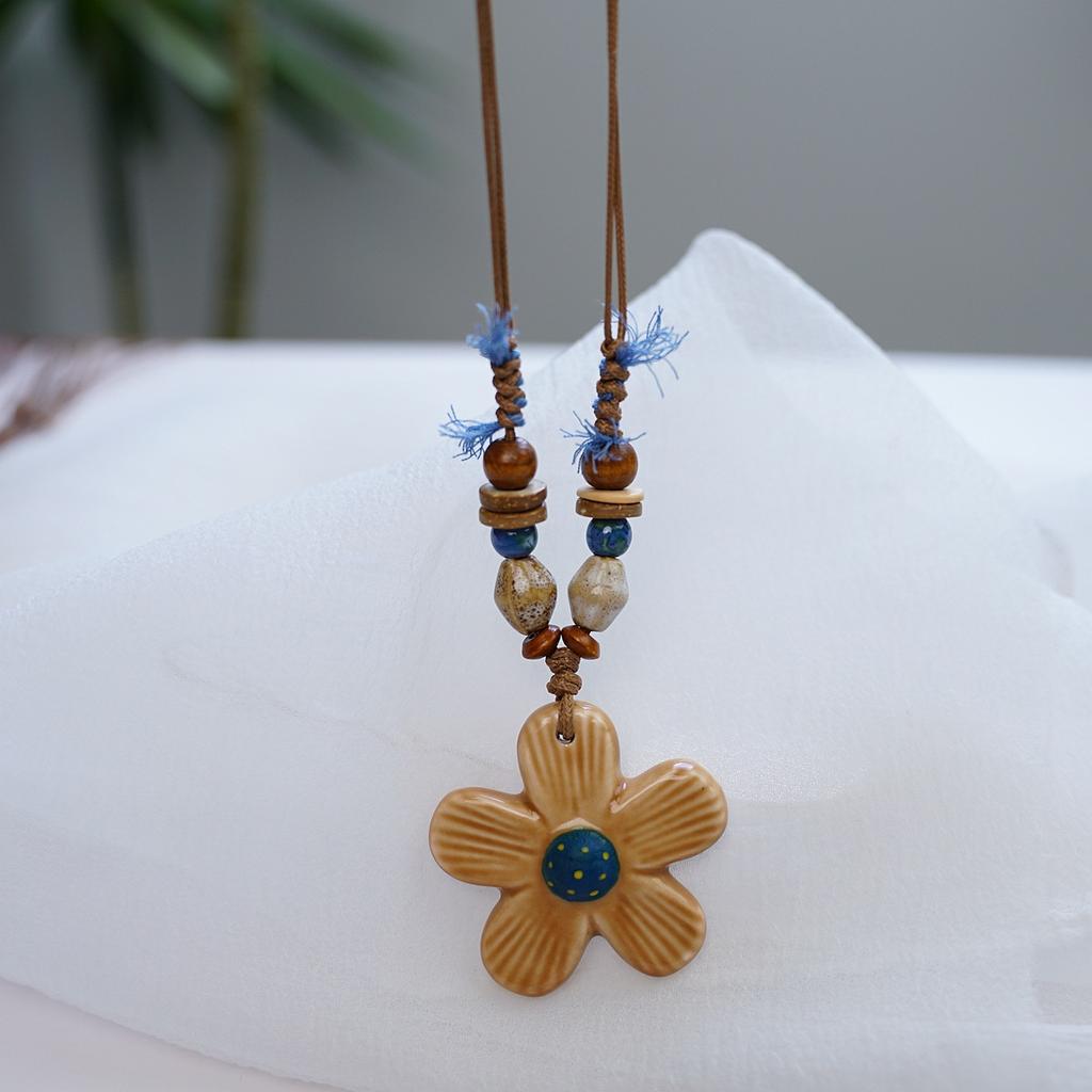 Hot-selling ceramic mushroom necklace accessories niche design necklace high sense