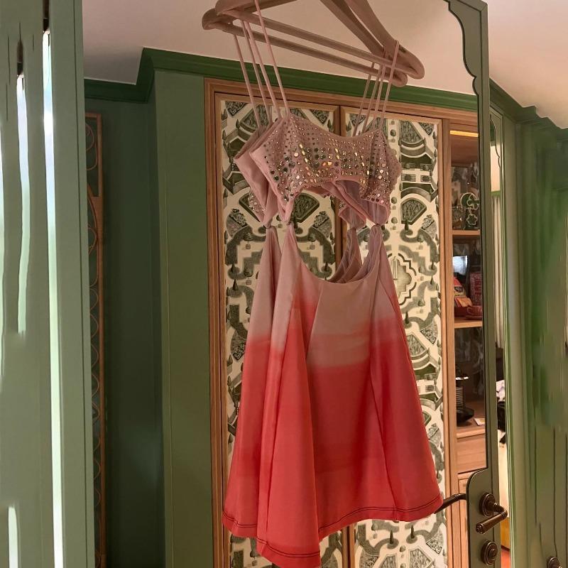 Diamond Bikini Sexy Women Swimsuit Bandeau Biquini Push Up Swimwear Female Shiny Bathing Suits Floral Bodysuit Beachwear