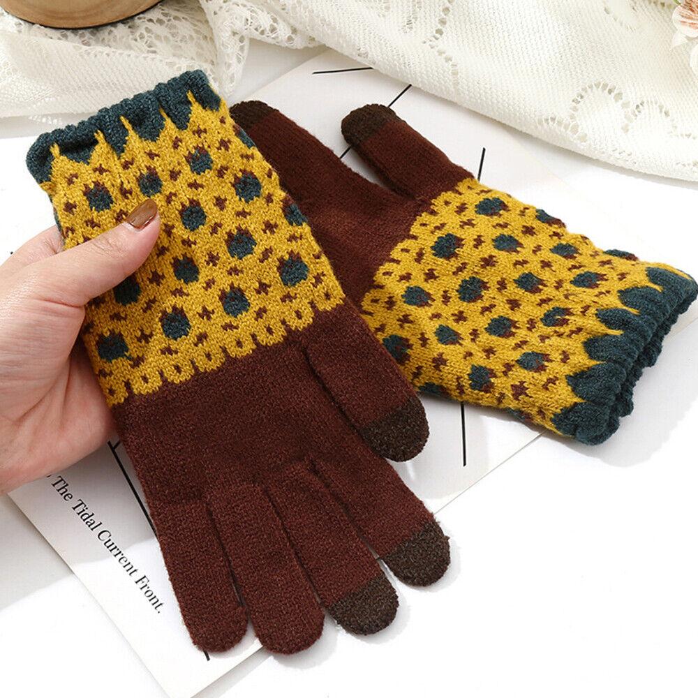Touch Screen Gloves Full Finger Stretch Knit Gloves Winter Thicken Outdoor Warm