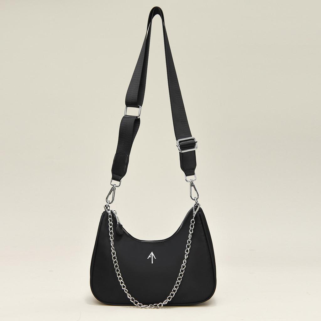 Classic Black Chain Bag For Women Stylish Hobo Shoulder Handbag With Waterproof Nylon