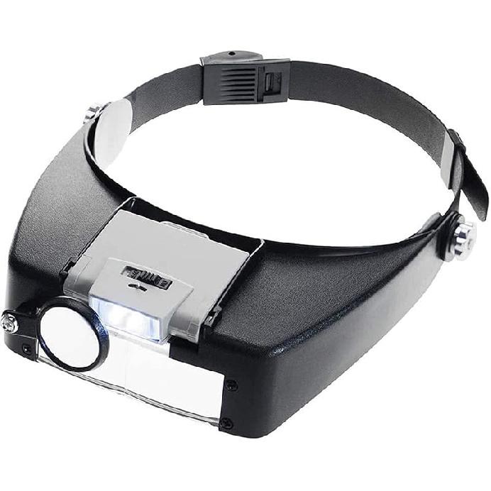 Headband Magnifier, Head MountLighted Magnifying Glasses, Adjustable Jewelers Head Headband Lamp Magnifier Illuminated Magnifying Eye Glasses Lens