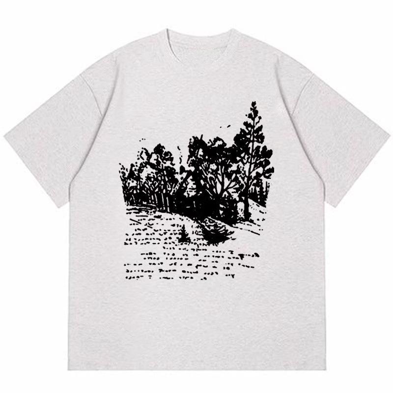 Pure cotton heavy short-sleeved t-shirt women's summer new loose niche design half-sleeved trendy brand American