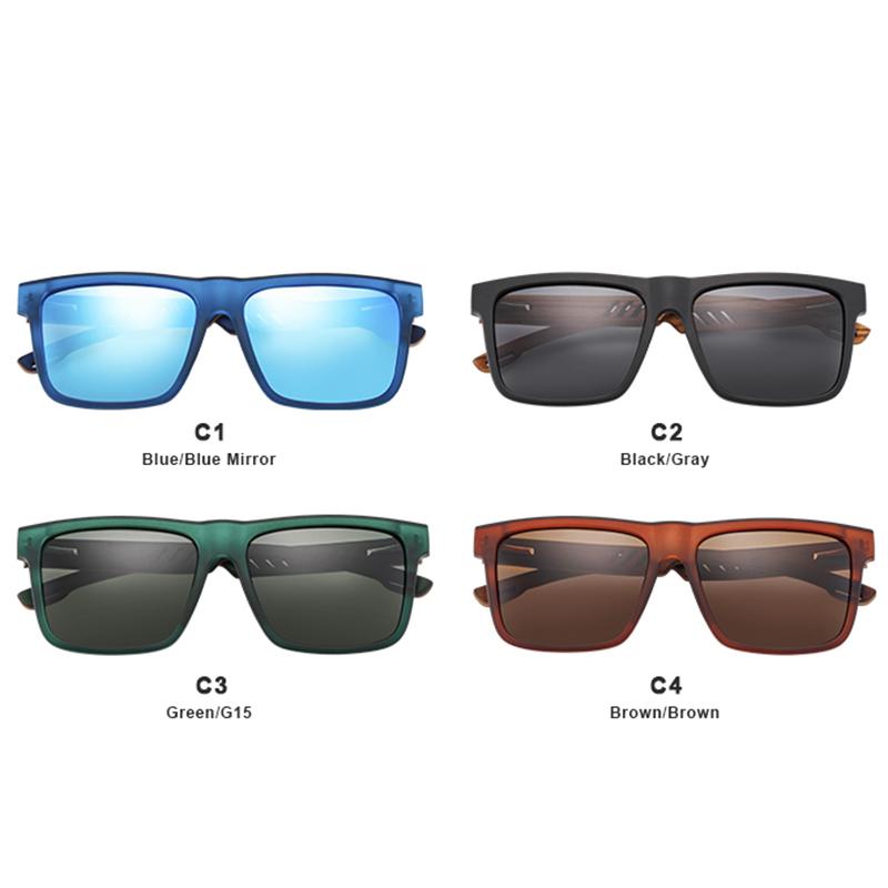 HU WOOD Men Women Sunglasses Polarized Square Sun Glasses Wooden Driving oculos2