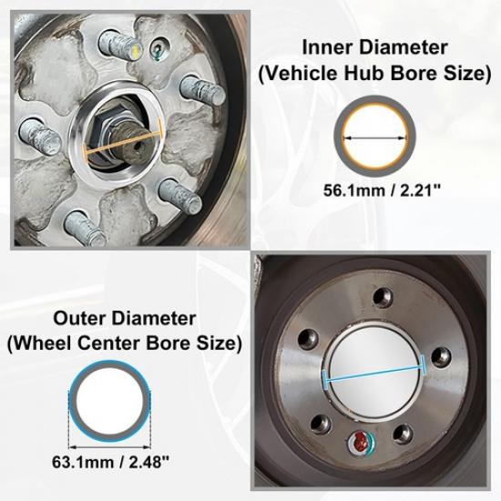 4 Pcs OD 63.1mm to ID 56.1mm Aluminum Alloy Car Hub Centric Rings Wheel Spacer