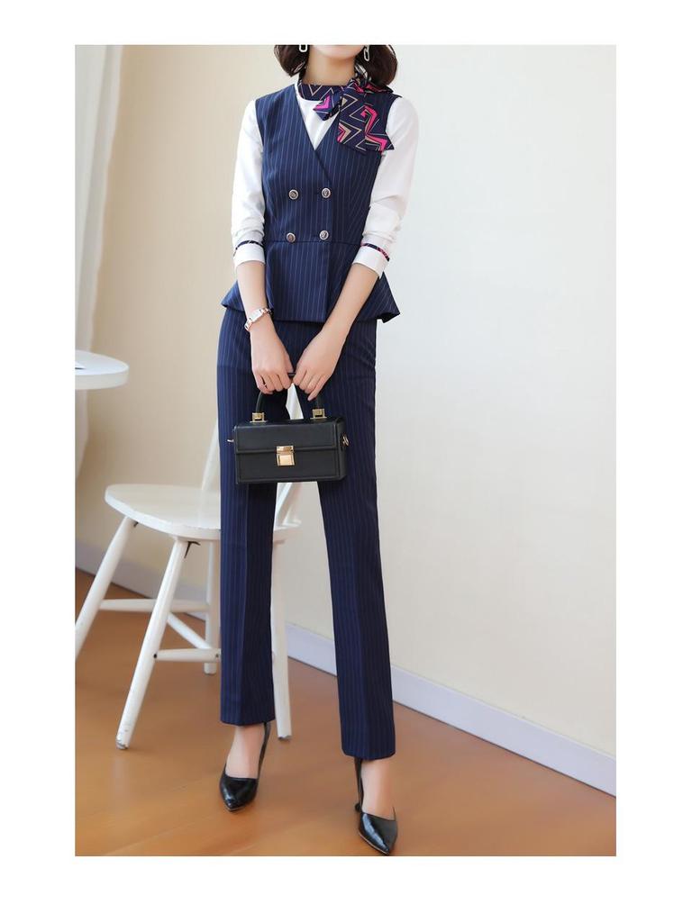 Women's Professional Vest Suit Set for KTV Hotel Receptionist Interview
