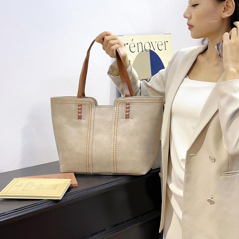 Geantă tote la modă, elegantă și simplă, retro, de mare capacitate, cu un umăr, de mână, pentru navetă, geantă mare