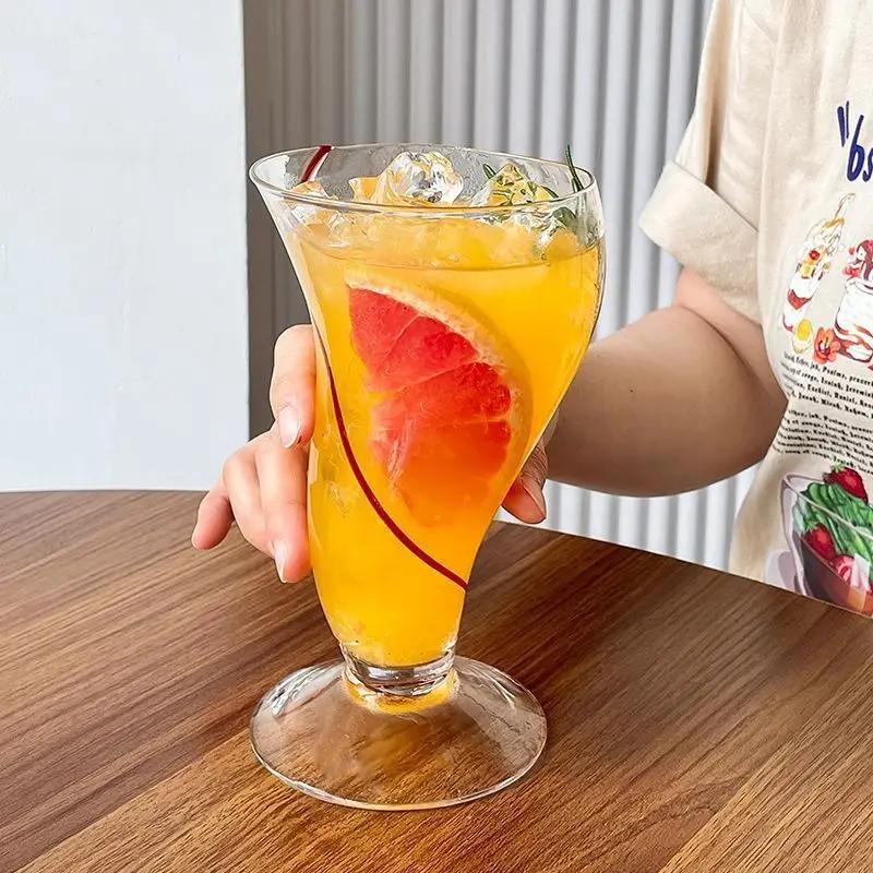 High appearance level glass juice drink glass cold drink glass Home Creative ins Wind ice cream milkshake cup Coffee cup