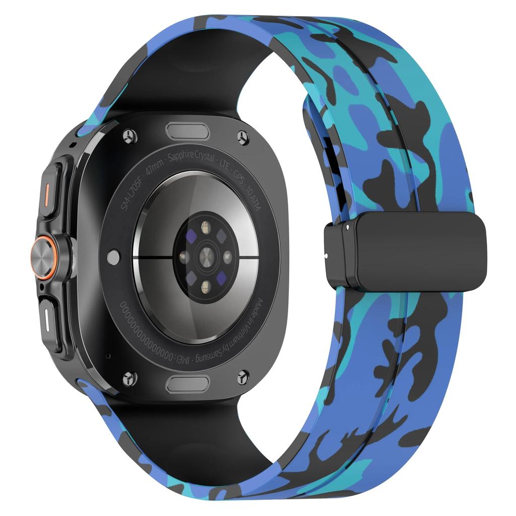 Pulseira de camuflagem para Samsung Galaxy Watch Ultra 47mm Pulseira magnética de silicone para Galaxy Watch 7 Ultra Pulseira de substituição