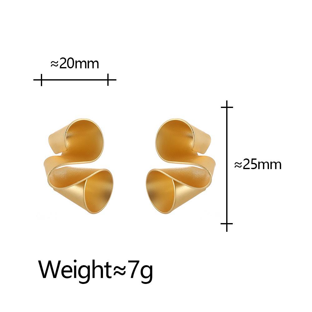 Irregular Twisted Matte Geometric Gold-Plated Stud Earrings for Women - Retro Design