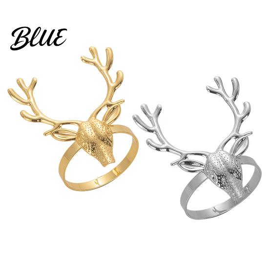 Silver Elk Table Holder Reusable Deer Ring Napkin Decorations Christmas Metal Head Holiday Dinner Settings Ring for Dining Decor
