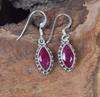 Solid 925 Sterling Silver Ruby Dyed Gemstone Marquise Shape Earrings Handmade Boho Earrings Silver Jewelry