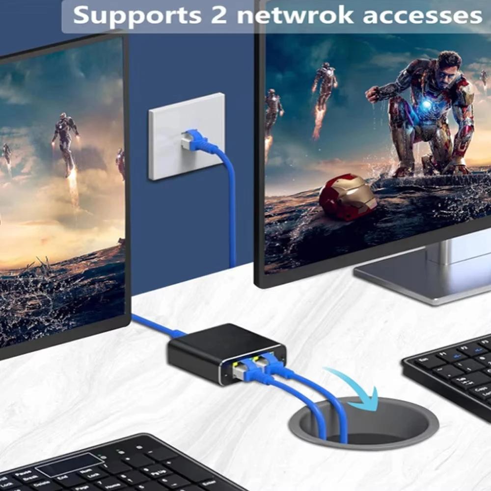 Network Cable Splitter With One To Two Simultaneous Internet Access, Rj45 Splitter With One To Two Switch, Ethernet Port Gigabit