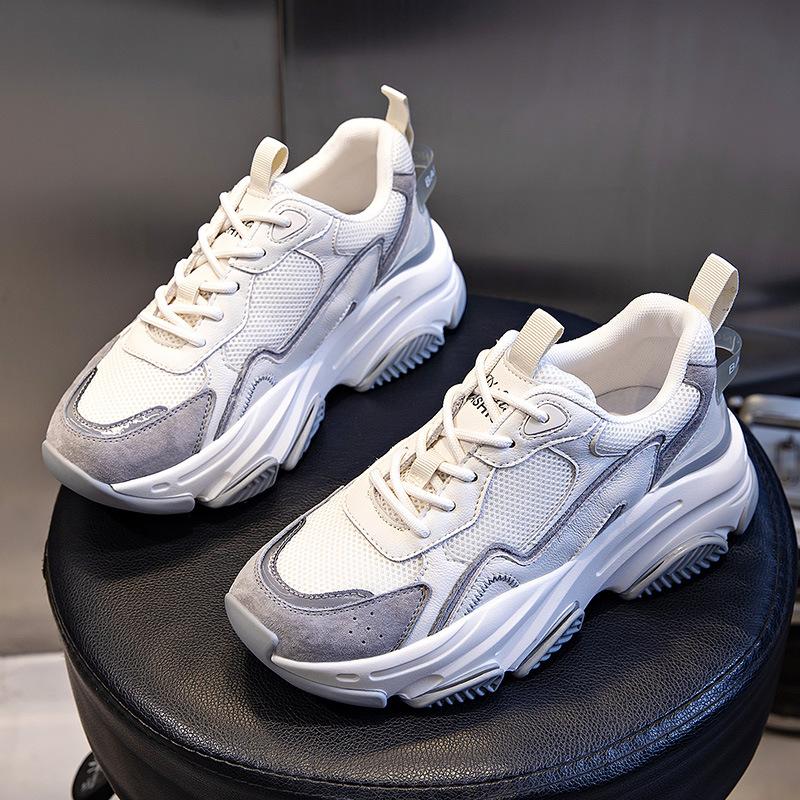 Dad Shoes Spring 2025 New Comfortable Platform Heightening Casual Sports Shoes Women's Running Leather Women's Shoes