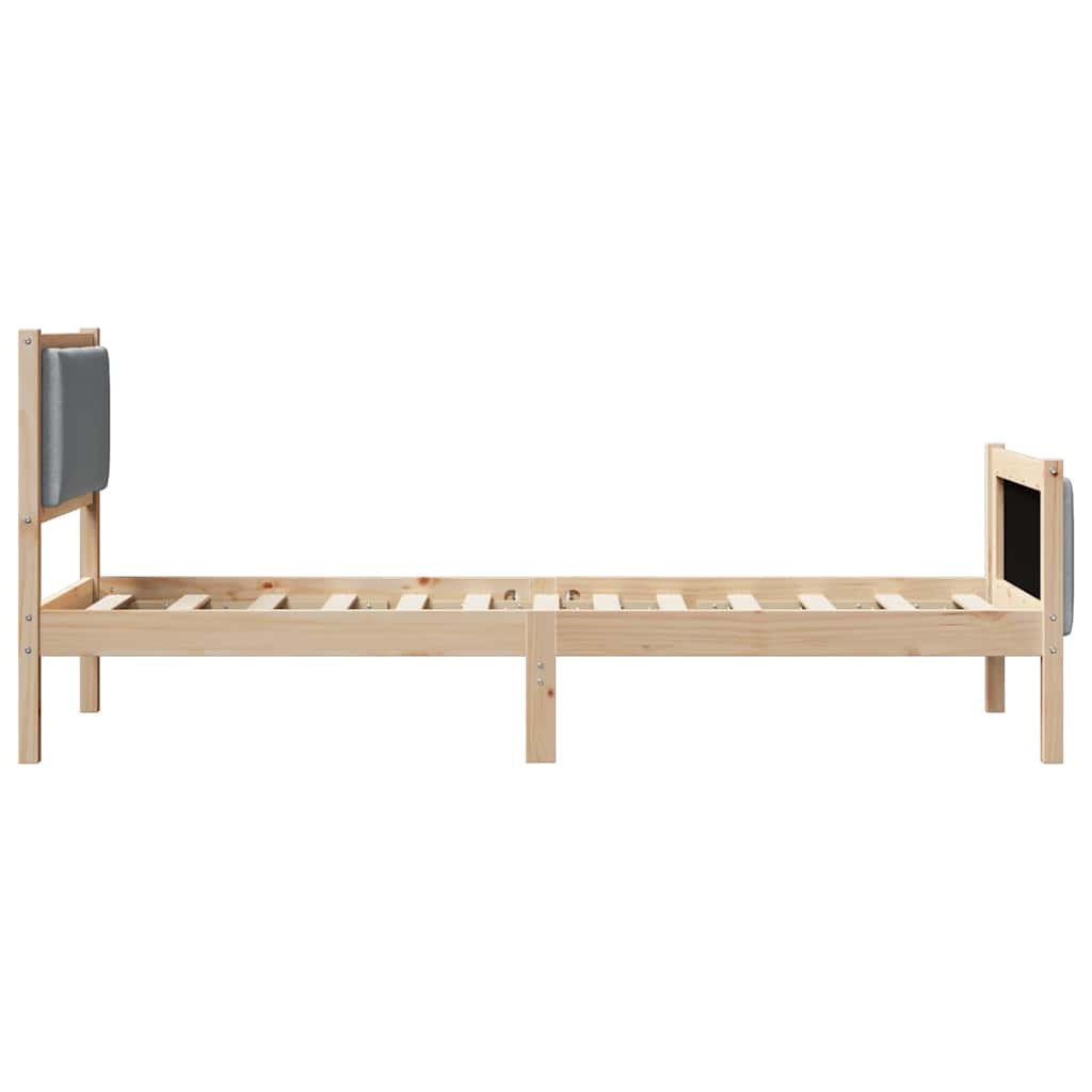 Bed Frame with Headboard Light Grey 75 x 190 cm Fabric