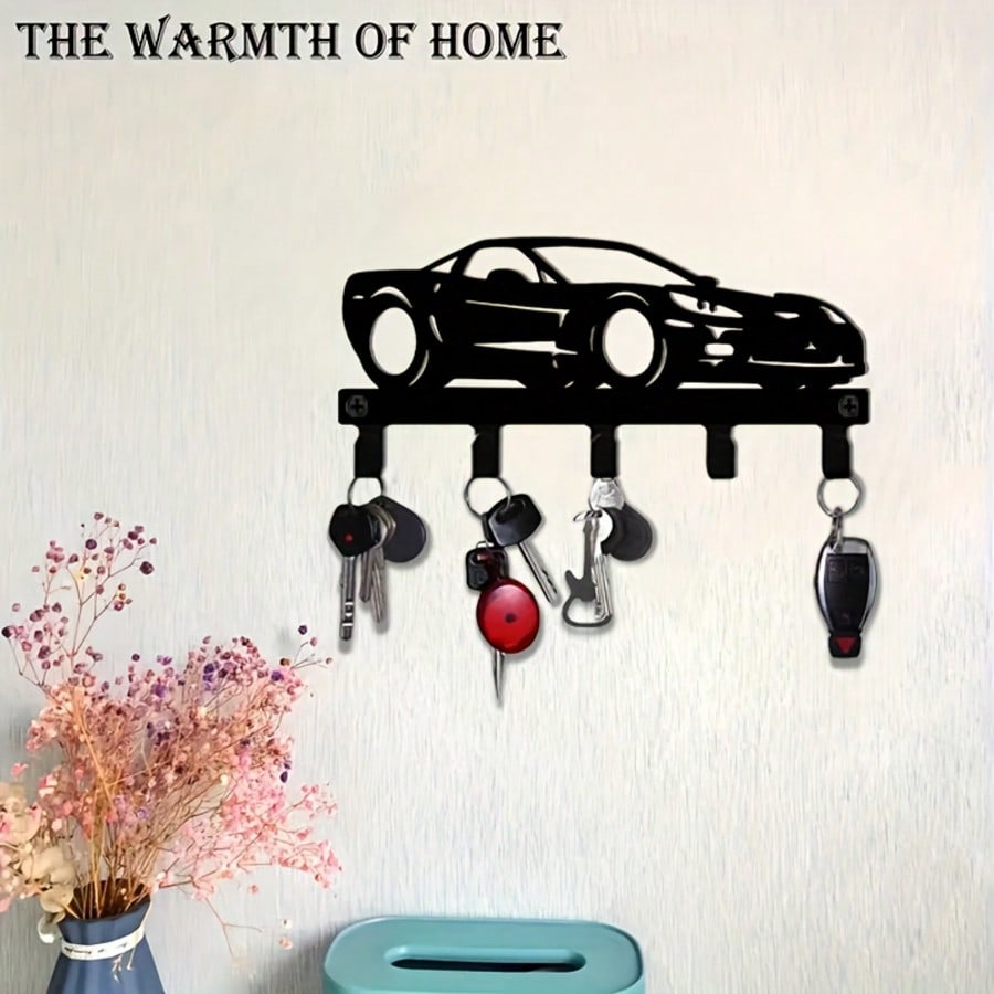 Metal Sports Car Key Hooks Wall Mounted Garage Decor Easy Installation