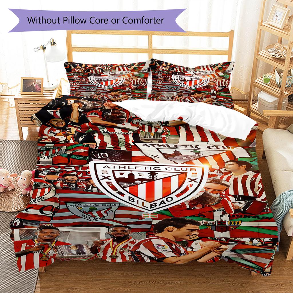 Bilbao logo Patrón Juego de Ropa de Cama Colcha Colcha Funda de Almohada Decoración del Hogar Regalo de Cumpleaños (1 * funda nórdica + 2 * fundas de almohada, sin núcleo)