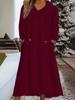 New Autumn Winter Casual Plush Hooded Long Sleeve Dress For Women Warm Home Wear Everyday Comfort Loose Maxi Dresses Robe Femme