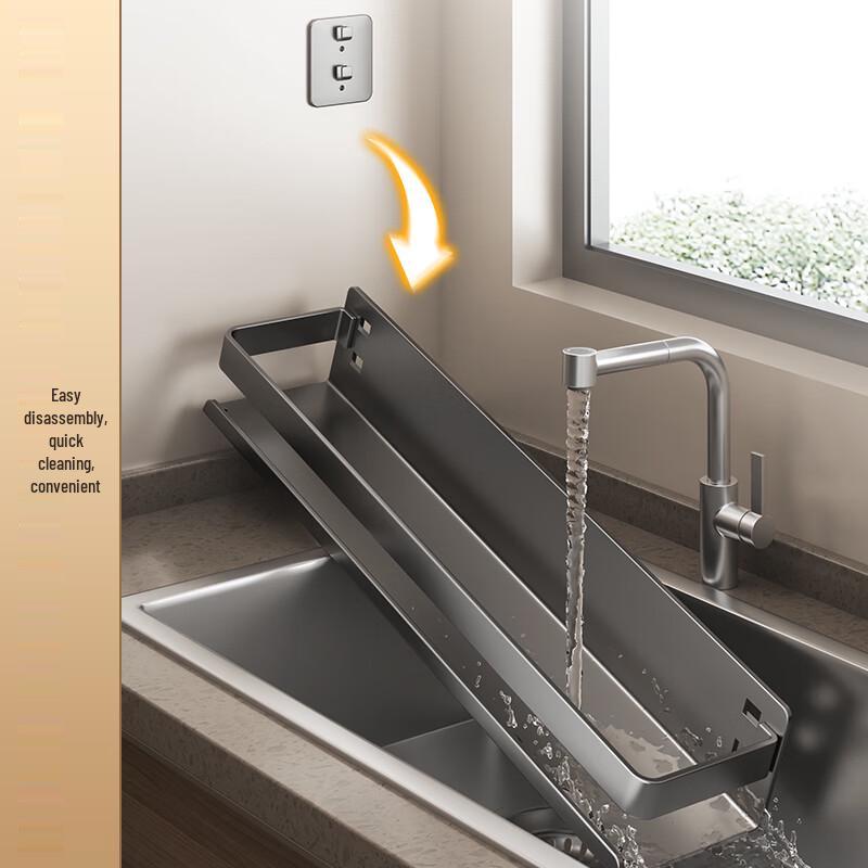 Nordic Gunmetal Grey Countertop Kitchen Spice Rack with Hooks