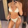 8 Colors Sexy Halter Strappy Ribbed Bikini Women Swimwear Female Swimsuit Two-pieces Bikini set Bather Bathing Suit Swim