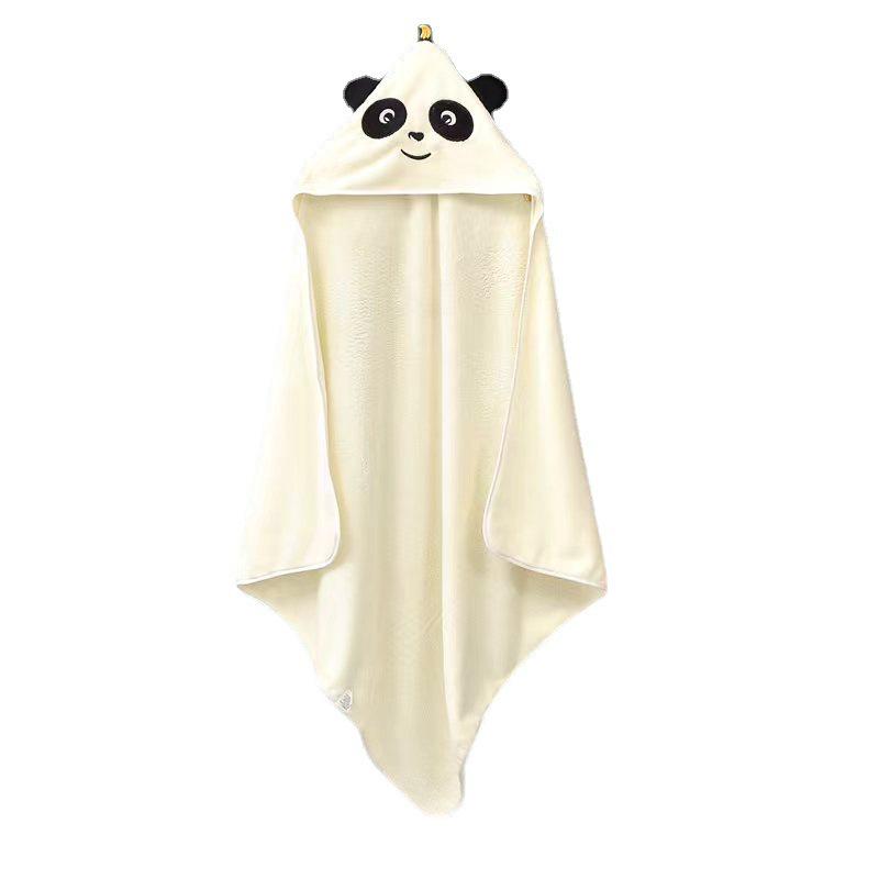Hooded Cartoon Baby Bathrobe Cloak - Soft Coral Fleece Quick-Dry Blanket for Mother and Baby