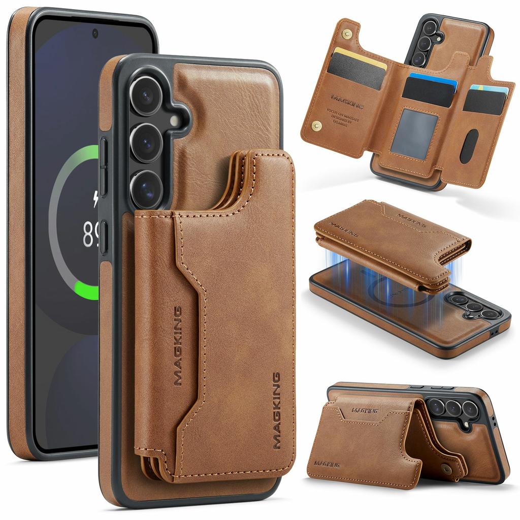 MAGKING K3 Series For Samsung Galaxy S24 FE Magnetic Case Detachable Wallet PC + TPU + PU Phone Cover