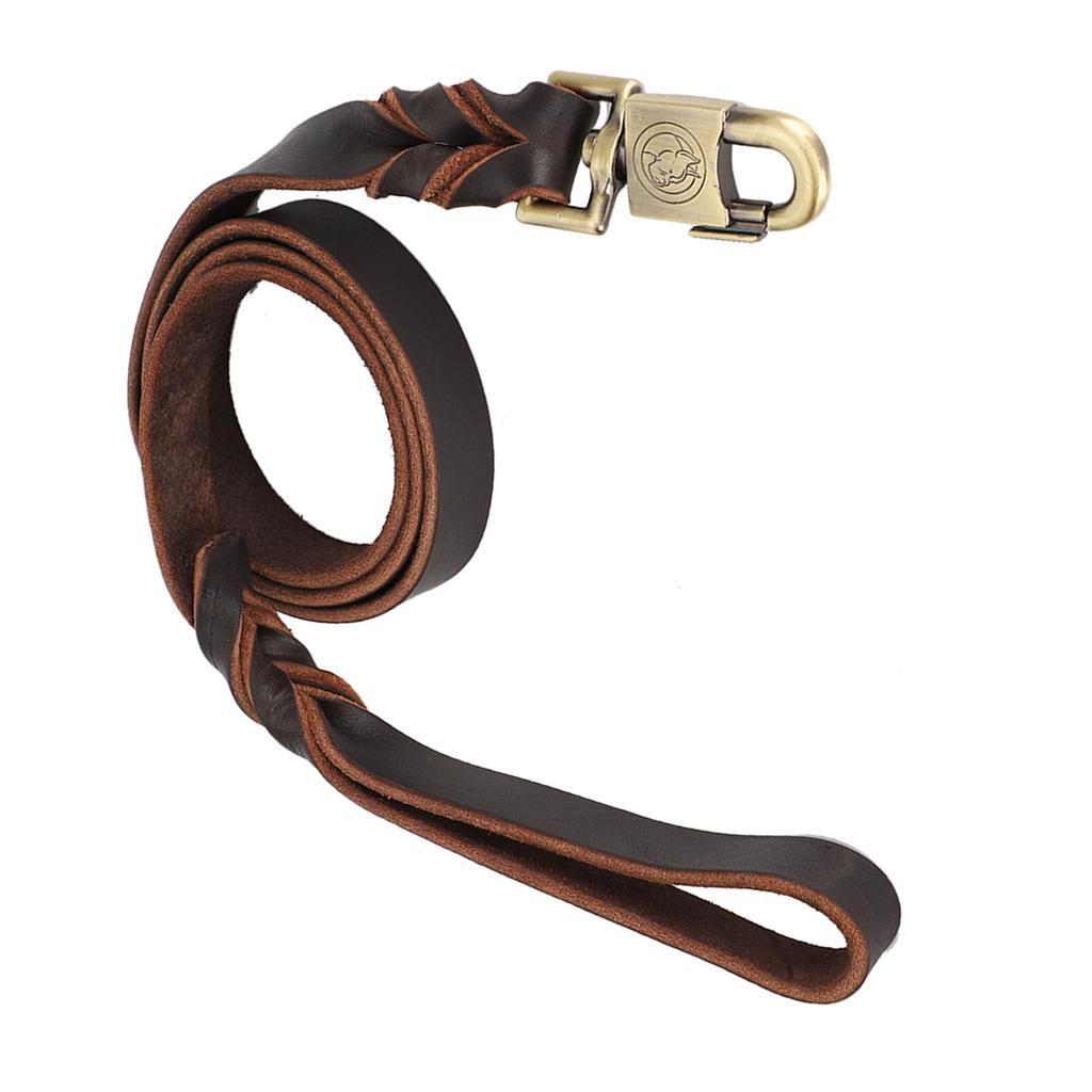 1pc Soft Leather Dog Collar & Leash In Braided Pet Chain (2.5 X 150cm)