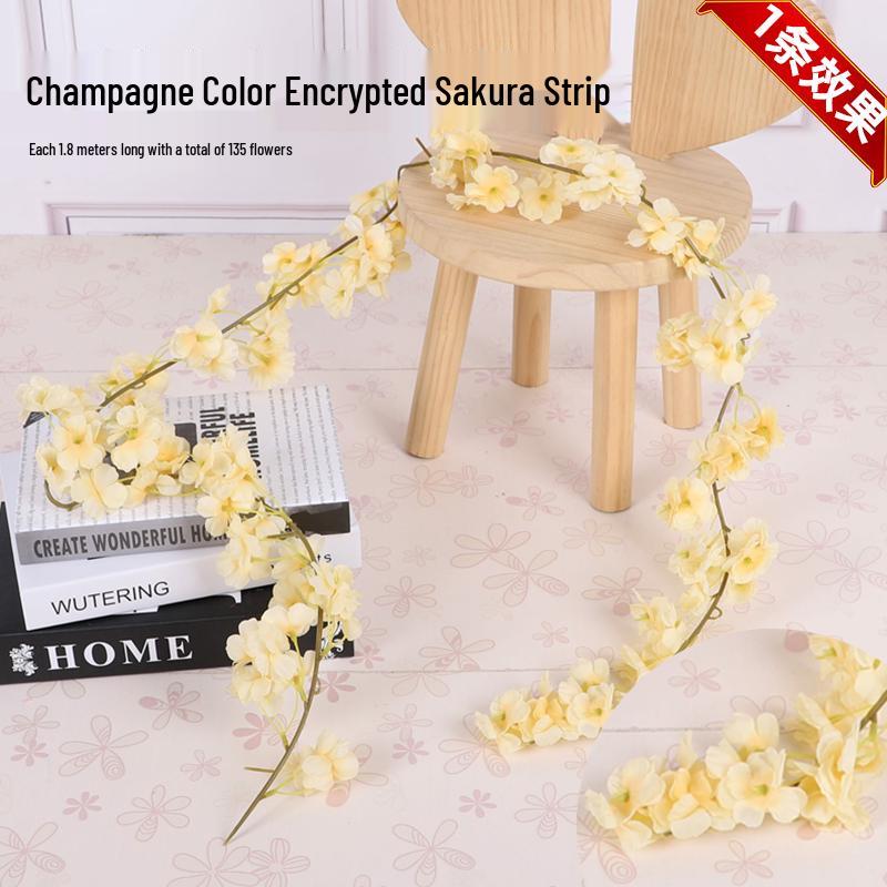 Artificial Cherry Blossom Vine: Indoor Ceiling Wedding Decoration, Rattan Pipe Cover