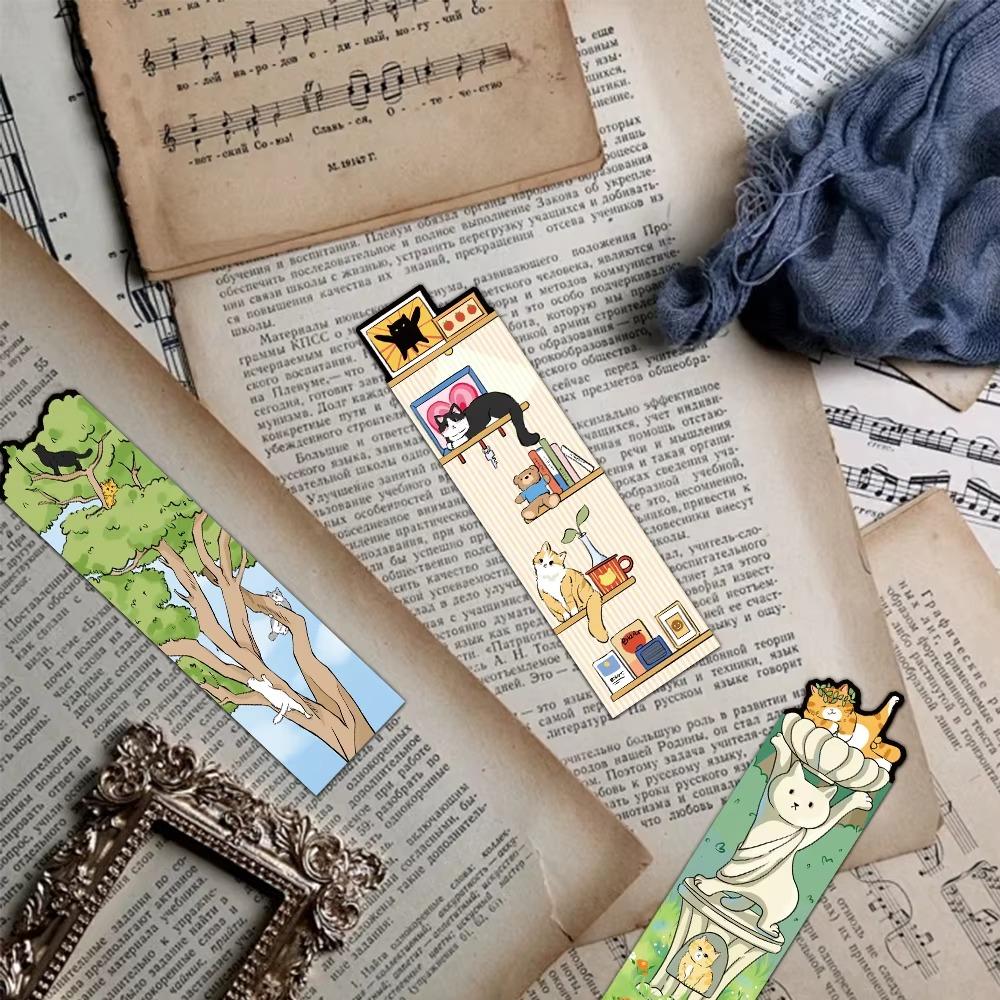 30Pcs Cat World Bookmark Cartoon Reading Page Book Marking Cute Paper Bookmark  Gifts