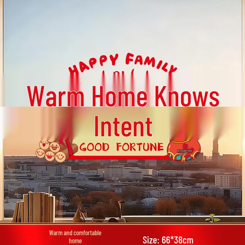 Housewarming Fu Character Window Clings & Door Stickers Moving Static Cling Film [Reusable]