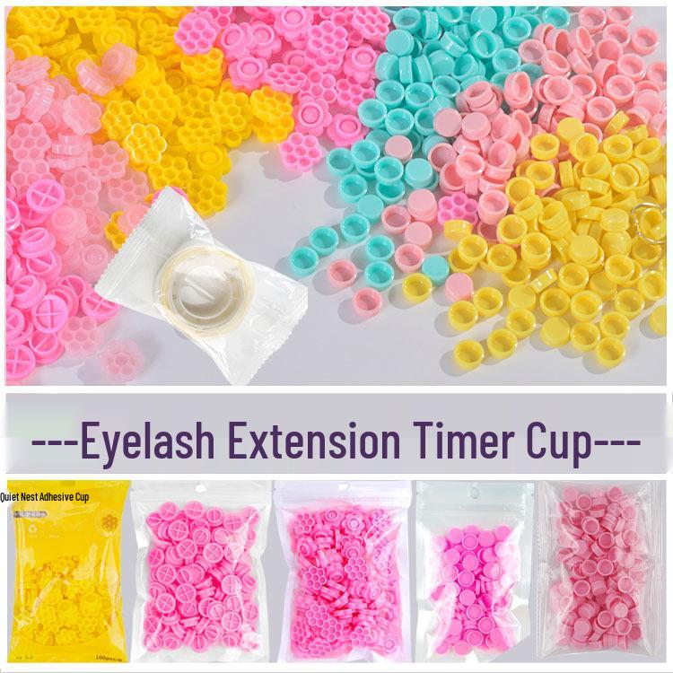 Eyelash Plum Blossom Adhesive Cups: Honeycomb & Square Grid for Lash Extensions with Time-Delay Feature
