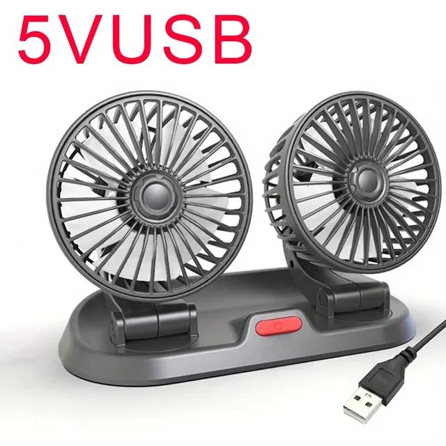 Car Accessories - Car Fan 360° Adjustable 3 Head Air Fan Automotive Electric Fan USB/12V/24V Fan 2 Speeds Car Silent Fan For Home Desk Office&Car