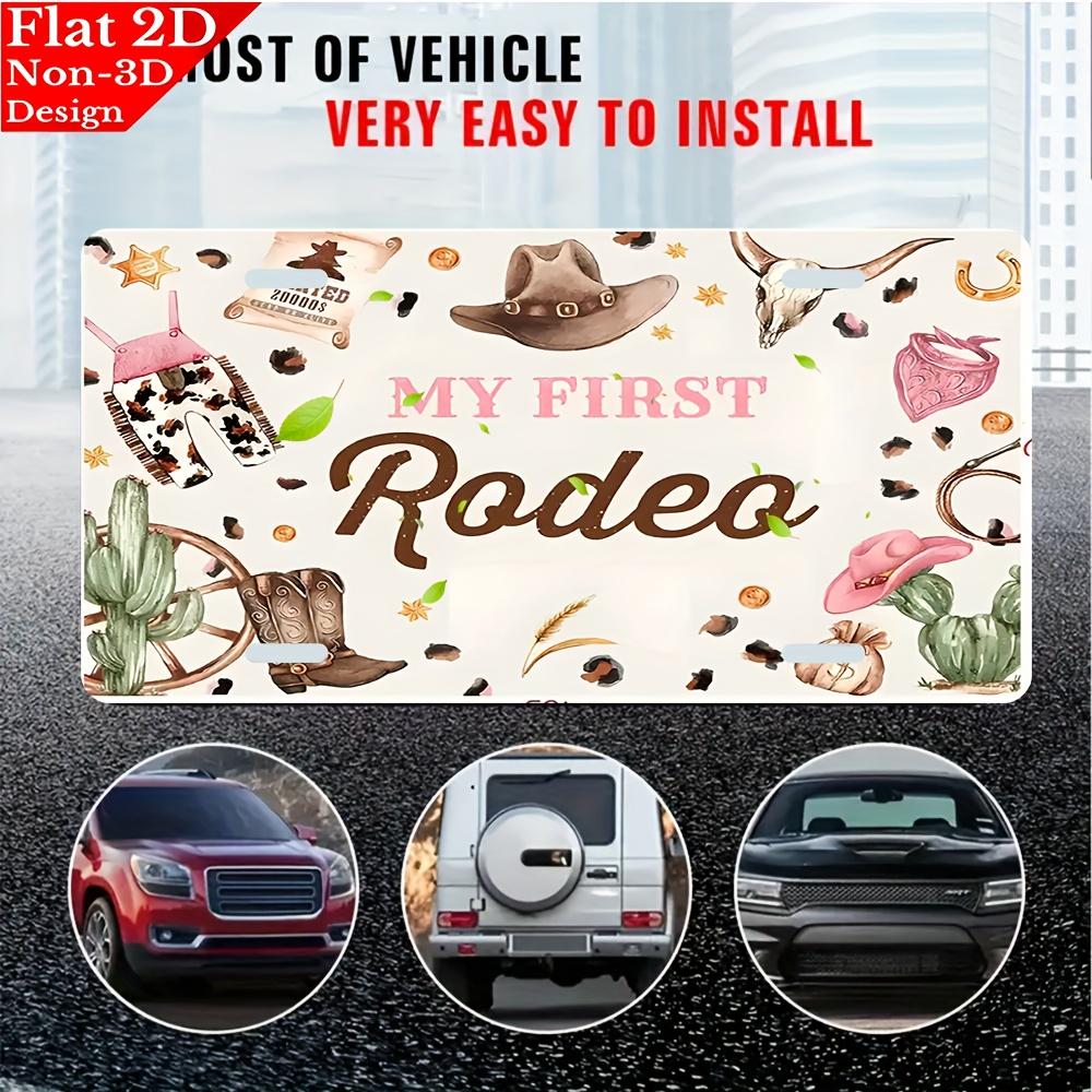 D flat pc Western rodeo cowboy design Aluminum License Plate Scratchresistant Decorative Car Front License Plate 15x30cm(5.9x7.8inch)