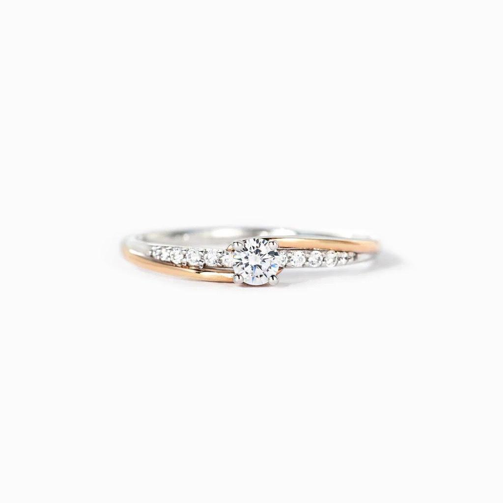 S925 Sterling Silver Japanese Two-Tone 18k Gold Plated Sweet Diamond Ring