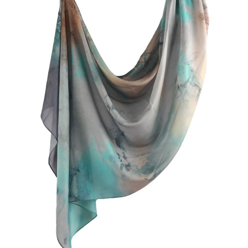 Watercolor Print Cotton Scarf Women 180x80cm Lightweight Wrap Shawl Ethnic Style Headscarf All Season Fashion Accessory