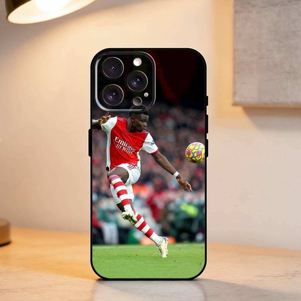 F-Football Star B-Bukayo S-Saka Phone Case For iPhone 17,16,15,14,13,12,11 Plus,Pro Max,XS,Soft Silicone Black Cover iPhone17PRO