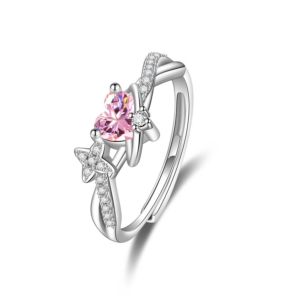 Anelli Personalizzati Cuore Rosa & Stella per Coppia - Design Semplice, Raffinato, alla Moda