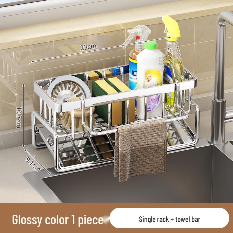 Kitchen Sink Storage Rack - Drain Rack for Detergent, Sponge, and Steel Wire Ball