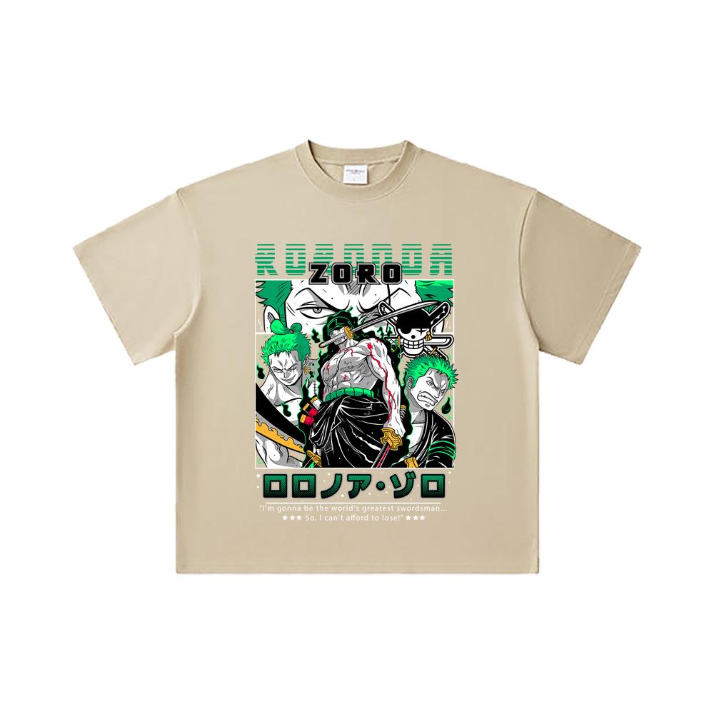 T-shirt Unisex in Cotone Pesante 260 GSM Filato Doppio Titolo 32 100% Cotone Pezzo Unico Stampa V74 Zoro